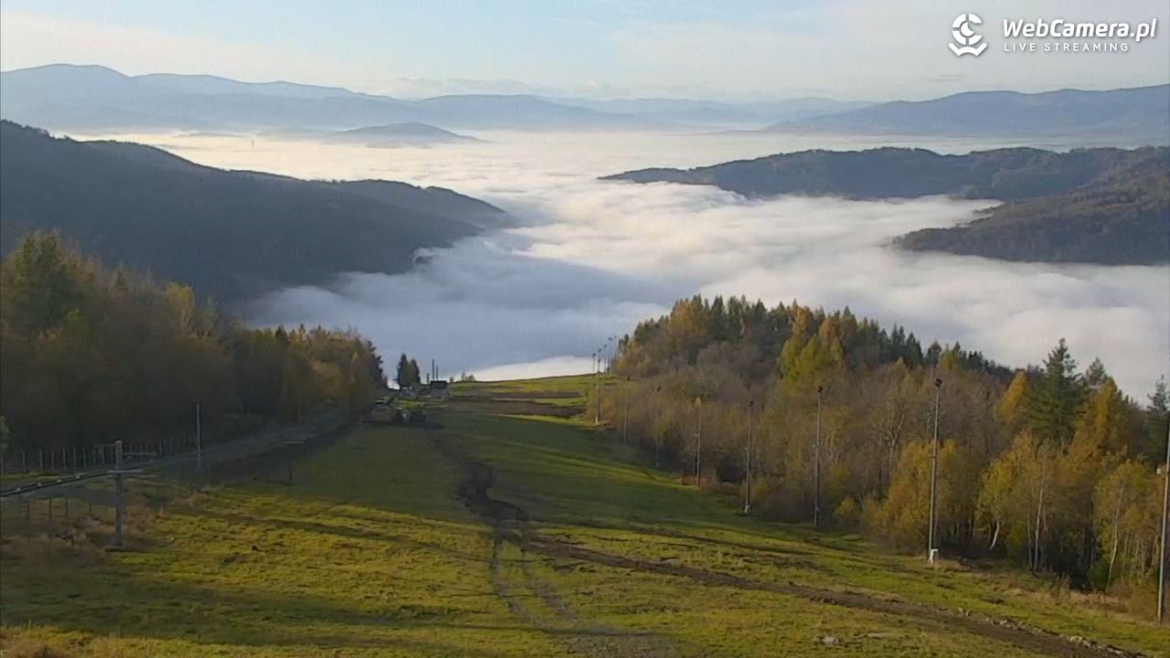 widok na panoramę Beskidu Żywieckiego i Śląskiego, Jezioro Żywieckie z zaporą w Tresnej, fragment Soły i Jezioro Międzybrodzkie